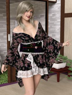 73367 服装 和服 dForce Pretty Kimono for Genesis 8 Females