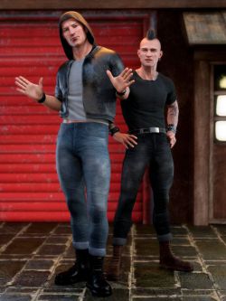 87322  服装和纹身 dForce M3D Matt Outfit and Tattoos Set for Genesis 8 a...