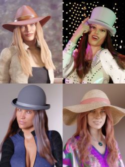87222 头发  Brimmed Hats for Beanie Hair for Genesis 8 and 8.1 Females