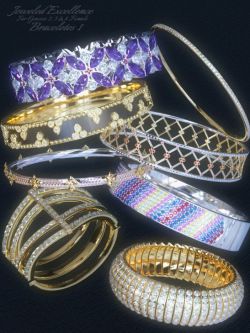 48677 首饰 手链 Jeweled Excellence Bracelets 1 for Genesis 2, 3 and 8 Fem...