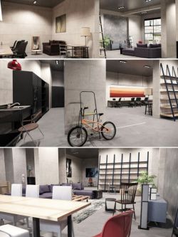 61197 场景 内饰 Contemporary Office Space