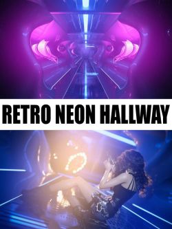 64689 场景 背景 霓虹灯走廊 Retro Neon Hallway