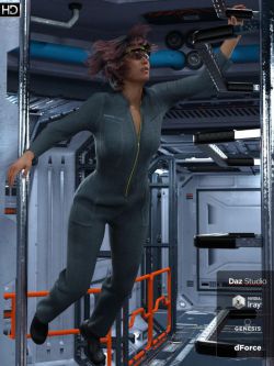 59855 服装 连身裤   dForce Space Tech Utility Jumpsuit for Genesis 8 Fem...