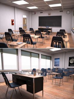 66335 场景 教室 High School Classroom Interior