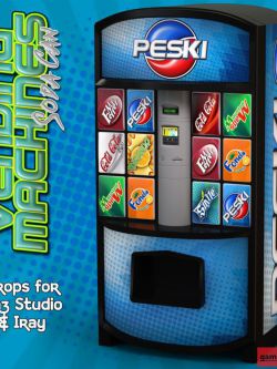 135045道具 自动售货机  Exnem Vending Machines Soda Cans for Daz Studio...
