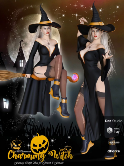 65201 服装 dForce Charming Witch Outfit for Genesis 8 Female