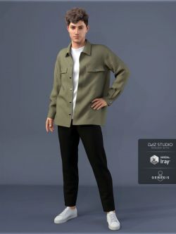 73875 服装 dForce HnC Shirt Jacket Outfit for Genesis 8 Males