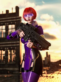 84902 姿态 Cyberpunk Droid Sniper Rifle Poses for Genesis 8 and 8.1 female