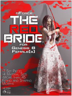 134641 服装 露背婚纱等 dForce The Red Bride for Genesis 8 Females