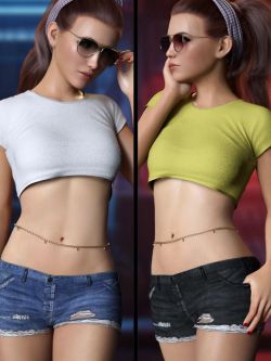 85050 牛仔套装 Charming Casual Denim Outfit Set for Genesis 8 and 8.1 Fem...