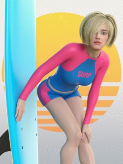 143554 服装道具 冲浪女孩服装和冲浪板  Surfer Girl Outfit and Su...