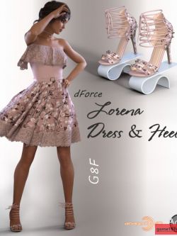 128097 服装和鞋子 公主裙 dForce Lorena Dress and Footwear Outfit for G8F