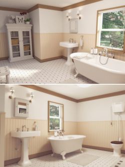 52291 场景 复古浴室 Vintage Bathroom