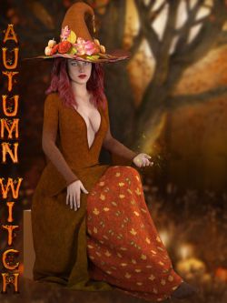 129069 服装 秋季女巫 dforce - Autumn Witch Genesis 8