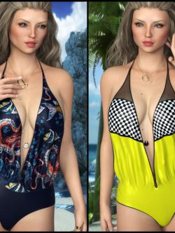 127308 池畔泳装纹理 Sirens: dforce Poolside Swimwear for Genesis 8 Females