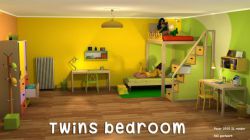 113128 道具 家具 Twins bedroom by greenpots ()