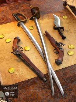 35227 武器 Pirate Weapons for Genesis 3 and 8 Male(s) and Female(s)