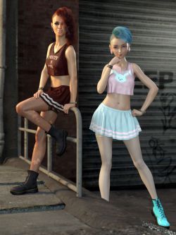 82979 服装 可爱 Riot Grrl dForce Outfit for Genesis 8 and Genesis 8.1