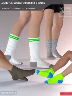 119773 服装 袜子  More Fun Socks Pack for Genesis 3 Males by SF-D