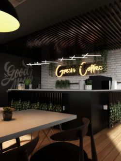 69841 场景 咖啡店  Green Coffee Shop