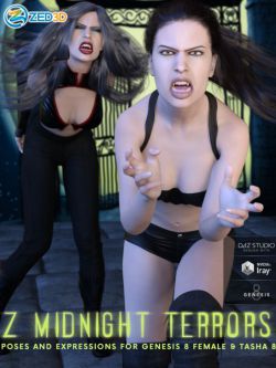 58585 姿态 Z Midnight Terrors Poses and Expressions for Genesis 8 Female an...