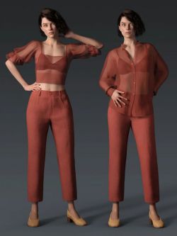 83035 服装 dForce Crisp Linen Outfit for Genesis 8 and 8.1 Females