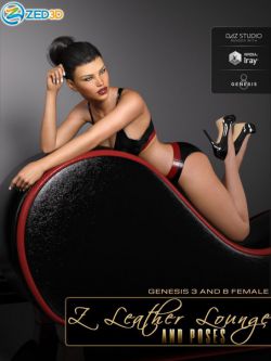 54125 道具和姿态 Z Leather Lounge - Prop and Poses for Genesis 3 and 8 F...