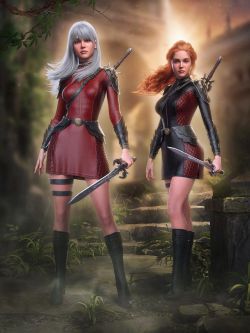 93863 恶魔猎手服装 dForce Demon Huntress Outfit for Genesis 9, 8.1 and 8 Female