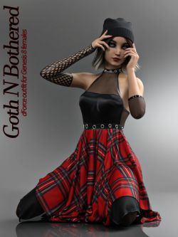 144467 服装 哥特式性感 Goth N Bothered dForce outfit for Genesis 8 Fem...