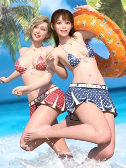 90948 服装 泳装 Sunshine Bikini and dForce Pleats Swim Skirt for Genesis 9, 8.1,