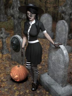 63615 服装 dForce Playful Witchy Outfit for Genesis 8 Female(s)