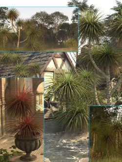 98292 场景 Tropical Cordyline Plants and Palm Trees