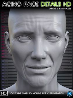 63535 人物变形 Aging Face Details HD for Genesis 3 and 8 Male